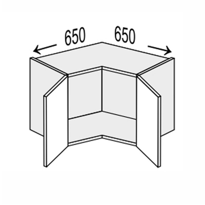 Кухонна секція Міленіум верхня Кут В 90° 650х650/360 2дв ML-190W/9003 MiroMark