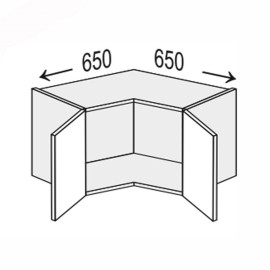 Кухонная секция Миллениум верхняя Угол В 90° 650х650/450 2дв ML-390W/9003 MiroMark