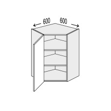 Кухонная секция Мери верхняя Угол В 45° 600х600/900 1дв MR-595W/9003gl MiroMark