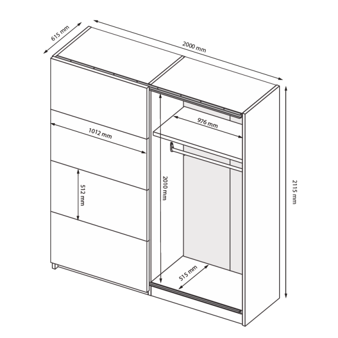 Шафа-купе Імперія 1,5 м двері глянець  +  дзеркало MiroMark купити