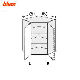 Кухонна секція Міленіум верхня Кут В 45° 650х650/720 1дв Pro Blum Права ML-493W/9003R MiroMark