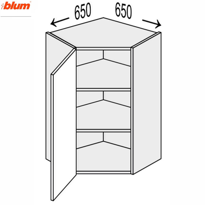 Кухонна секція Валенсія верхня Кут 45° 650х650/900 1дв Pro Blum VL-593W/9003 MiroMark