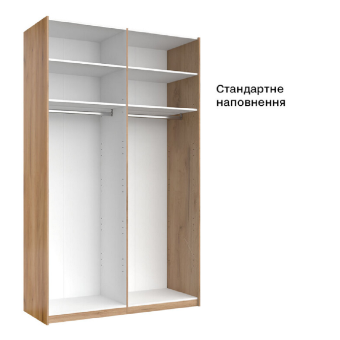Шафа-купе без дзеркала 1,5*2,4 Асті / Asti Глянець Білий - Дуб Крафт MiroMark AS-88-WB