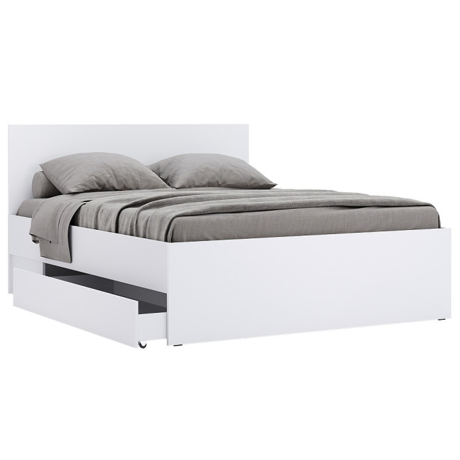 Кровать с ящиками для белья 1,6х2,0 Тибо / Tibo Супер Мат Белый MiroMark TB-36-WM