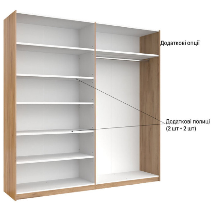 Шафа-купе з дзеркалом 2,5x2,1 Белла / Bella Глянець Білий MiroMark BL-16-WB