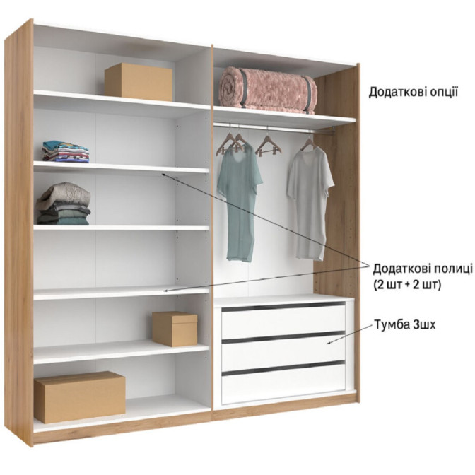 Шафа-купе з дзеркалом 2,5x2,1 Белла / Bella Глянець Білий MiroMark BL-16-WB