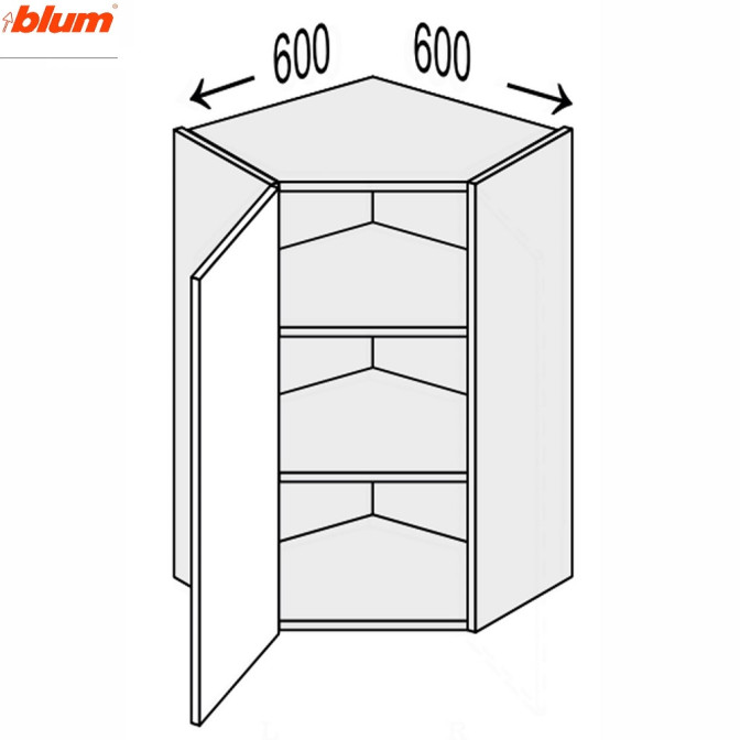 Кухонна секція Валенсія верхня Кут В 45° 600х600/900 1дв Pro Blum VL-596W/9003 MiroMark