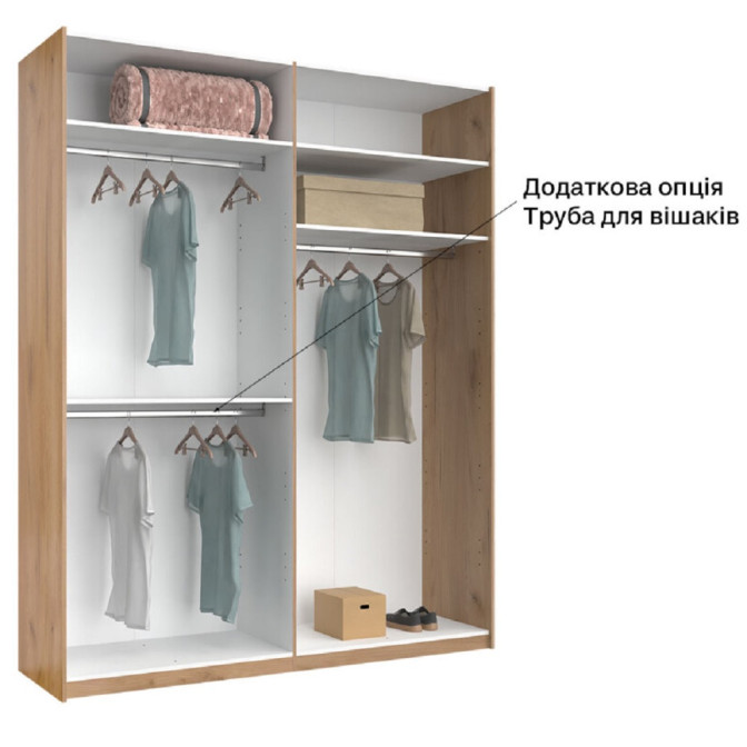 Шафа-купе без дзеркала 2,0*2,4 Асті / Asti Глянець Білий - Дуб Крафт MiroMark AS-89-WB