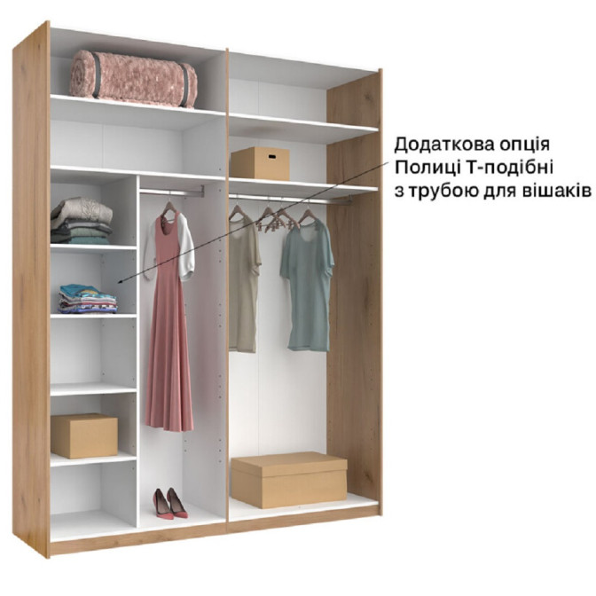 Шафа-купе без дзеркала 2,0*2,4 Асті / Asti Глянець Білий - Дуб Крафт MiroMark AS-89-WB