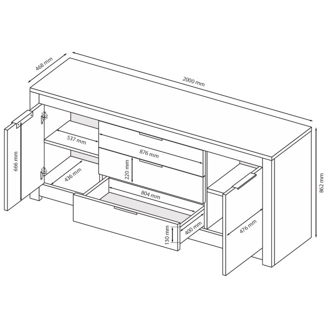 Комод 2Дв 3Ящ 2,0м Томмі / Tommy Дуб Артизан MiroMark TM-162-OA