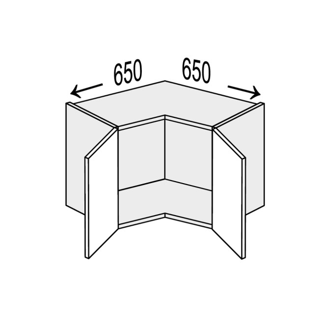 Кухонна секція Мері верхня Кут 90° 650х650/450 2дв MR-390W/9003gl MiroMark