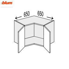 Кухонная секция Мери верхняя Угол В 90° 650х650/350 2дв Pro Blum MR-191W/9003gl MiroMark