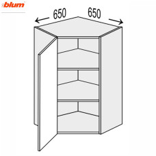Кухонная секция Мери верхняя Угол В 45° 650х650/900 1дв Pro Blum MR-593W/9003gl MiroMark