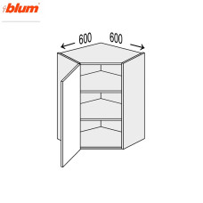 Кухонная секция Мери верхняя Угол В 45° 600х600/900 1дв Pro Blum MR-596W/9003gl MiroMark