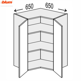 Кухонна секція Валенсія верхня Кут 90° 650х650/720 2дв Pro Blum VL-494W/9003 MiroMark