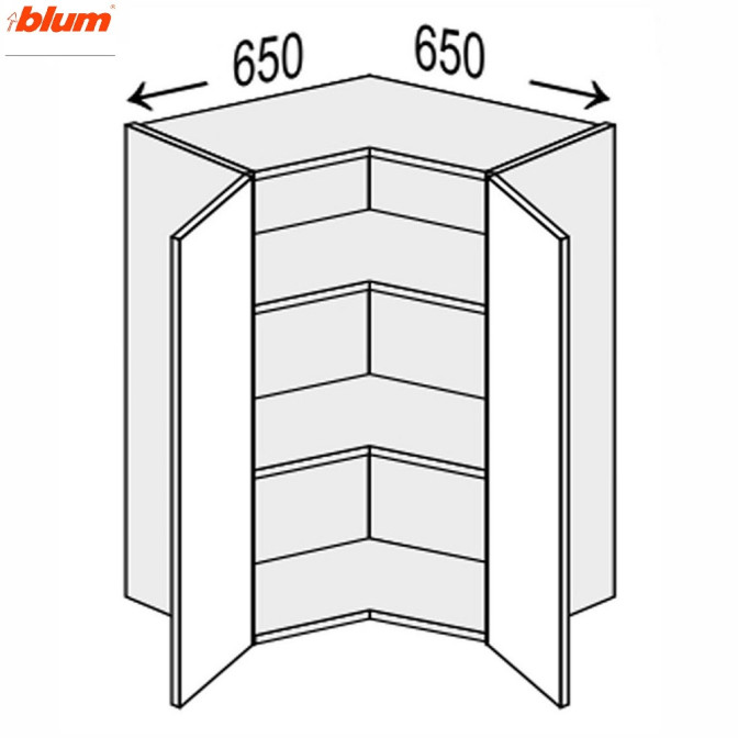 Кухонна секція Валенсія верхня Кут 90° 650х650/720 2дв Pro Blum VL-494W/9003 MiroMark