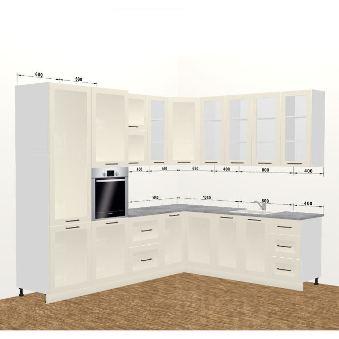 Кухня Вінтаж 3,8 м В 900 Вітрина Стандарт MiroMark
