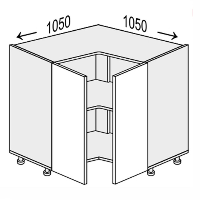 Кухонна секція Лео нижня Кут Н 90° 1050х1050/820 2дв LE-094W/06 MiroMark