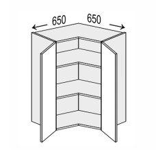 Кухонная секция Мери верхняя Угол В 90° 650х650/720 2дв MR-492W/9003gl MiroMark
