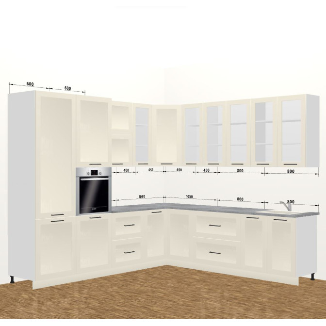 Кухня Винтаж 4,2 м В 900 Витрина Pro MiroMark