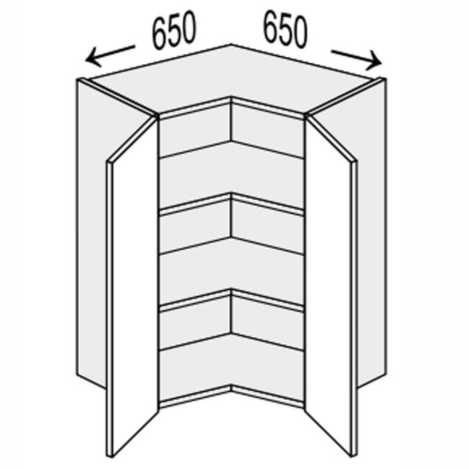 Кухонна секція Глорі верхня кут 90° 650х650/720 2дв GL-492W/01 MiroMark