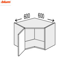 Кухонная секция Винтаж верхняя Угол В 45° 600х600/360 1дв Pro Blum VN-193W/9003 MiroMark