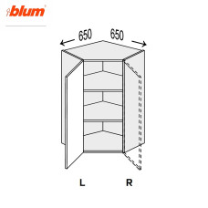 Кухонная секция Миллениум WG верхняя Угол В 45° 650х650/900 1дв Pro Blum Левая ML-593W/01L MiroMark