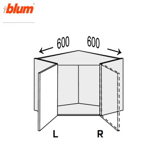 Кухонна секція Міленіум верхня Кут В 45° 600х600/450 1дв Pro Blum Права ML-393W/9003R MiroMark