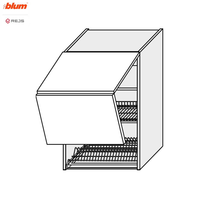 Кухонна секція Валенсія верхня 60ВС/900 2дв Сушка Aventos Pro Blum  +  Rejs VL-574W/9003 MiroMark