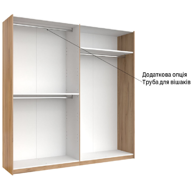 Шафа-купе без дзеркала 2,5*2,1 Асті / Asti Глянець Білий - Дуб Крафт MiroMark AS-21-WB