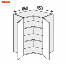 Кухонная секция Мери верхняя Угол В 90° 650х650/720 2дв Pro Blum MR-494W/9003gl MiroMark