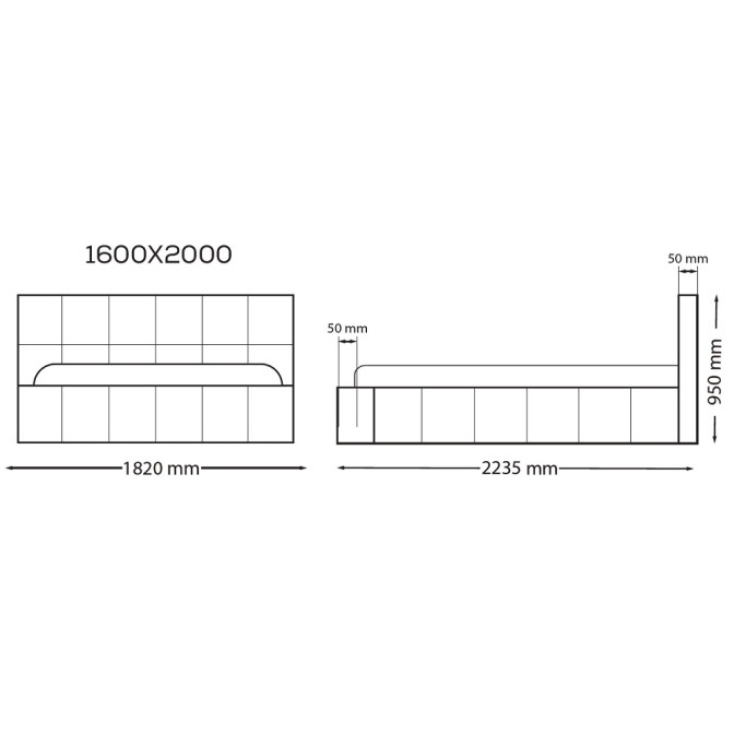 Ліжко М'яка оббивка 1,6х2,0 Тоні / Tony MiroMark SF-36-TO
