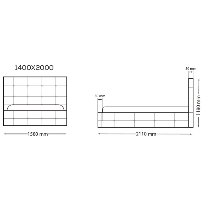 Ліжко М'яка оббивка 1,4x2,0 Брістоль / Bristol MiroMark SF-34-BR