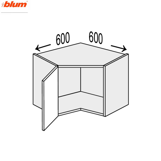 Кухонна секція Валенсія верхня Кут 45° 600х600/360 1дв Pro Blum VL-193W/9003 MiroMark