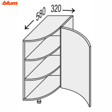 Кухонная секция Мери нижняя 30НЗР/820 1дв Радиусное окончание Pro Blum MR-034W/9003gl MiroMark