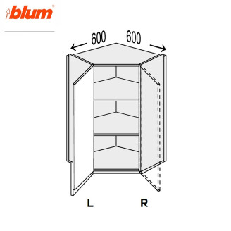 Кухонна секція Міленіум верхня Кут В 45° 600х600/900 1дв Pro Blum Права ML-596W/9003R MiroMark