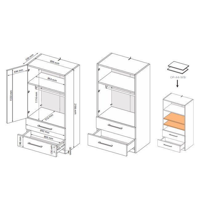 Шафа 2Дв 2Ящ Лорі / Lory Глянець Кашемір MiroMark LR-12-GC Шафа 2Дв 2Ящ Лорі / Lory Глянець Кашемір MiroMark LR-12-GC
