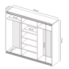 Шкаф-купе с зеркалом 2,5х2,1 Меги / Megy Глянец Шиншила Серая MiroMark MG-25-GG