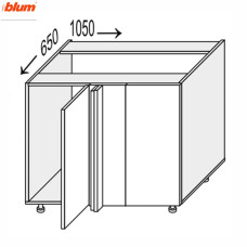 Кухонная секция Мери нижняя Угол Н 90° 1050х650/820 1дв Pro Blum MR-096W/9003gl MiroMark