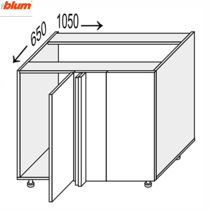Кухонна секція Валенсія нижня Кут Н 90° 1050х650/820 1дв Pro Blum VL-096W/9003 MiroMark