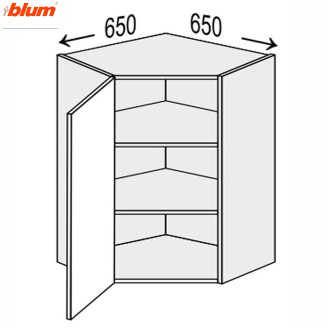 Кухонна секція Валенсія верхня Кут 45° 650х650/720 1дв Pro Blum VL-493W/9003 MiroMark