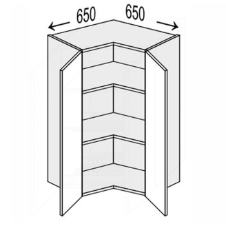 Кухонна секція Валенсія верхня Кут В 90° 650х650/900 2дв VL-592W/9003 MiroMark