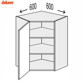 Кухонна секція Валенсія верхня Кут 45° 600х600/720 1дв Pro Blum VL-496W/9003 MiroMark               