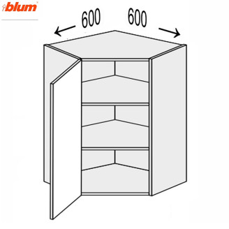 Кухонна секція Валенсія верхня Кут 45° 600х600/720 1дв Pro Blum VL-496W/9003 MiroMark               