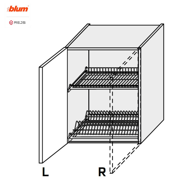Кухонна секція Міленіум WG верхня 60ВС/720 1дв Сушка Pro Blum  +  Rejs Права ML-479W/01R MiroMar