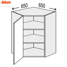 Кухонная секция Мери верхняя Угол В 45° 650х650/720 1дв Pro Blum MR-493W/9003gl MiroMark