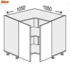 Кухонная секция Мери нижняя Угол Н 90° 1050х1050/820 2дв Pro Blum MR-097W/9003gl MiroMark
