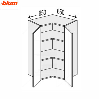 Кухонна секція Міленіум верхня Кут В 90° 650х650/900 2дв Pro Blum ML-594W/9003 MiroMark